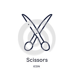 Linear scissors icon from Education outline collection. Thin line scissors vector isolated on white background. scissors trendy