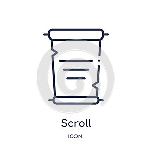 Linear scroll icon from Cursor outline collection. Thin line scroll vector isolated on white background. scroll trendy