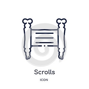 Linear scrolls icon from Asian outline collection. Thin line scrolls vector isolated on white background. scrolls trendy