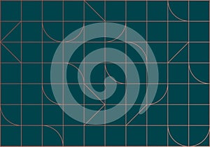 Linear seamless art deco pattern green blue