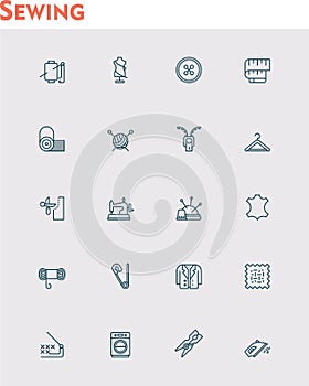 Linear sewing icon set