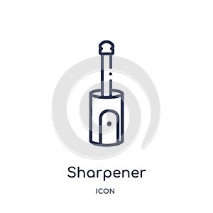 Linear sharpener icon from Education outline collection. Thin line sharpener vector isolated on white background. sharpener trendy