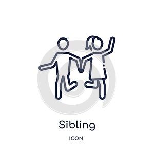 Linear sibling icon from Family relations outline collection. Thin line sibling vector isolated on white background. sibling