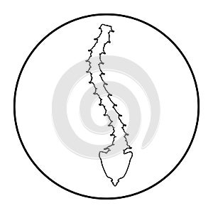 Linear silhouette icon scoliosis. Spinal curvature, kyphosis, lordosis of the neck, scoliosis, arthrosis. Improper