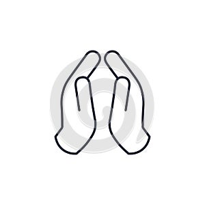 Linear Silhouette of Prayer hands. praying to God. Faith act. Repentance icon. Stock vector illustration isolated on white