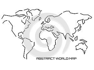 Linear silhouette World Map. Outline minimal style design