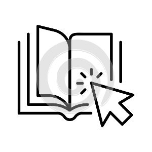 Linear simple online book icon vector illustration internet educational resources, learning courses