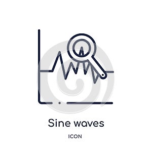 Linear sine waves analysis icon from Business and analytics outline collection. Thin line sine waves analysis vector isolated on