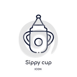 Linear sippy cup icon from Food outline collection. Thin line sippy cup icon isolated on white background. sippy cup trendy