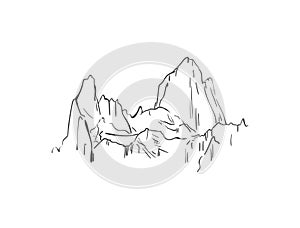Linear sketch of Fitz Roy mountain in Patagonia