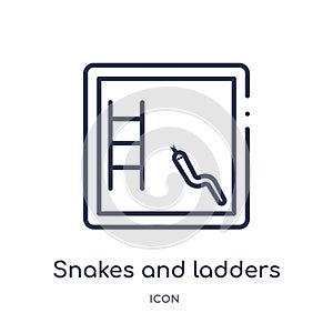 Linear snakes and ladders icon from Entertainment outline collection. Thin line snakes and ladders icon isolated on white