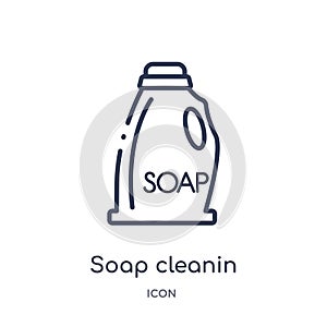 Linear soap cleanin icon from Cleaning outline collection. Thin line soap cleanin vector isolated on white background. soap
