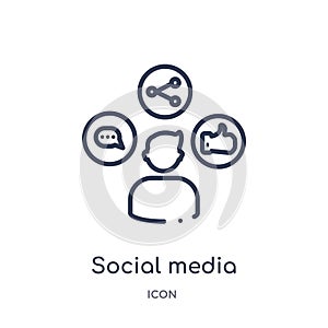 Linear social media icon from Digital economy outline collection. Thin line social media vector isolated on white background.