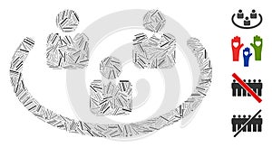 Linear Social Networks Icon Vector Collage