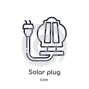 Linear solar plug icon from Ecology outline collection. Thin line solar plug vector isolated on white background. solar plug