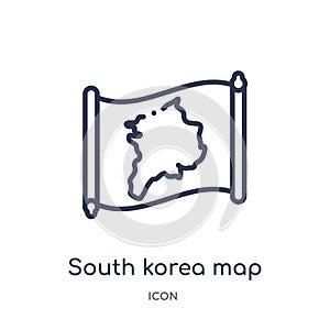 Linear south korea map icon from Countrymaps outline collection. Thin line south korea map vector isolated on white background. photo