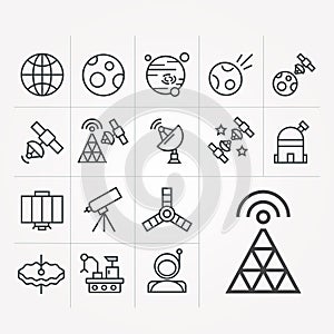 Simple vector illustration with ability to change. Linear space icons