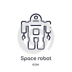Linear space robot icon from Astronomy outline collection. Thin line space robot vector isolated on white background. space robot