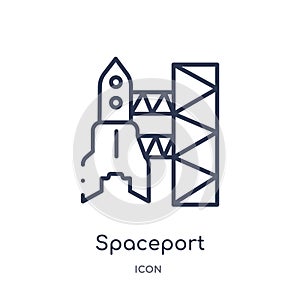 Linear spaceport icon from Astronomy outline collection. Thin line spaceport vector isolated on white background. spaceport trendy