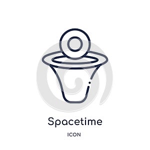 Linear spacetime curvature icon from Education outline collection. Thin line spacetime curvature icon isolated on white background