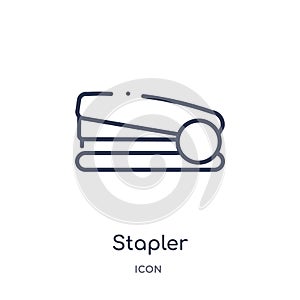 Linear stapler icon from Construction tools outline collection. Thin line stapler vector isolated on white background. stapler photo