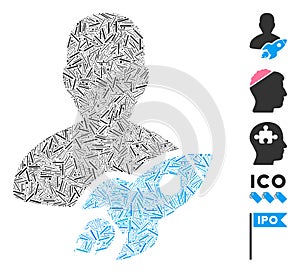 Linear Startuper Icon Vector Collage