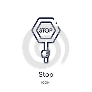 Linear stop icon from City elements outline collection. Thin line stop vector isolated on white background. stop trendy