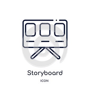 Linear storyboard icon from Cinema outline collection. Thin line storyboard vector isolated on white background. storyboard trendy