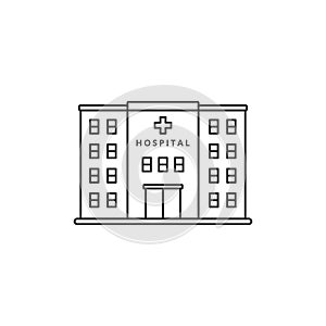 Linear style of hospital building icon