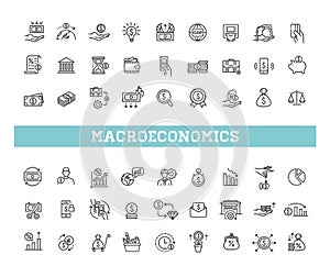 Linear Style macro economy Icons Bundle