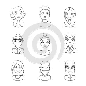 Linear style people icon set.
