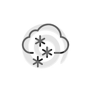 Linear style snowy cloud icon. Simple weather isolated cloud on white background. Flat vector symbol eps10