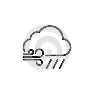 Linear style windy and rainy cloud icon. Simple weather isolated cloud on white background. Flat vector symbol eps10