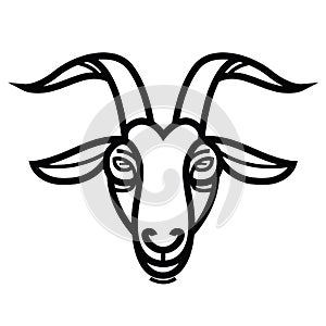 Linear stylized drawing Goat`s head