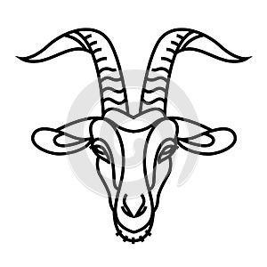 Linear stylized drawing Goat`s head
