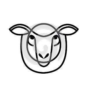 Linear stylized drawing - head of sheep or ram
