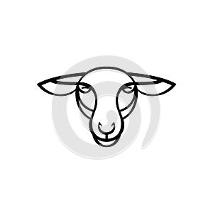 Linear stylized drawing - head of sheep or ram