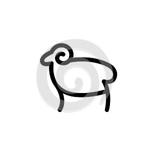 Linear stylized drawing of sheep or ram