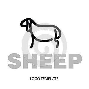 Linear stylized drawing of sheep or ram
