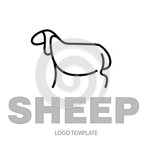 Linear stylized drawing of sheep or ram