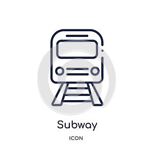 Linear subway icon from City elements outline collection. Thin line subway vector isolated on white background. subway trendy