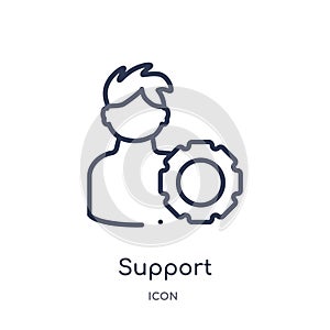 Linear support icon from Customer service outline collection. Thin line support vector isolated on white background. support photo