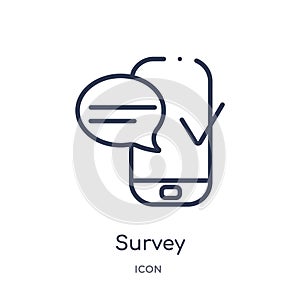 Linear survey icon from Artifical intelligence outline collection. Thin line survey vector isolated on white background. survey