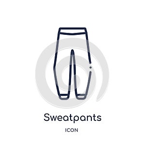 Linear sweatpants icon from Clothes outline collection. Thin line sweatpants vector isolated on white background. sweatpants