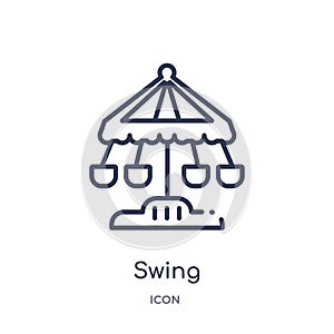 Linear swing icon from Circus outline collection. Thin line swing vector isolated on white background. swing trendy illustration photo