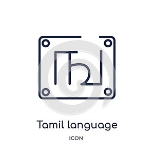 Linear tamil language icon from India outline collection. Thin line tamil language icon isolated on white background. tamil