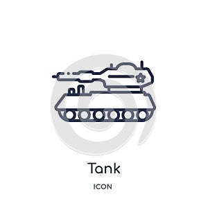 Linear tank icon from Army and war outline collection. Thin line tank vector isolated on white background. tank trendy