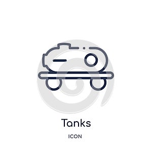 Linear tanks icon from Industry outline collection. Thin line tanks icon isolated on white background. tanks trendy illustration