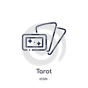 Linear tarot icon from Magic outline collection. Thin line tarot icon isolated on white background. tarot trendy illustration
