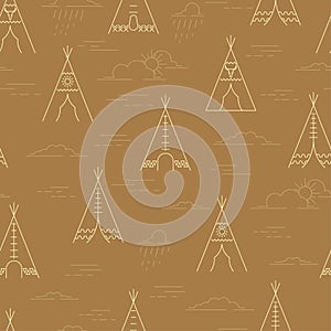 Linear tepee and clouds pattern